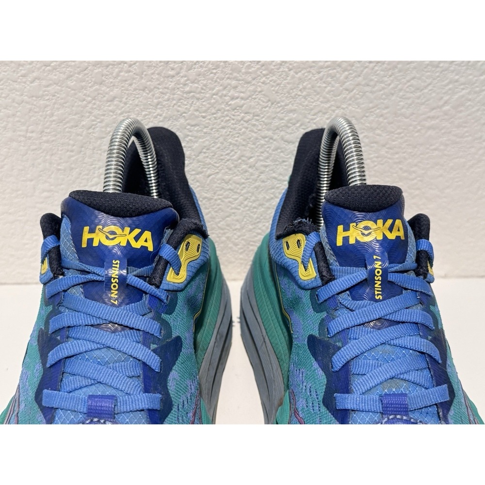 Hoka One Stinson 7 Trail Running Shoe Sz 8 Virtual Blue Tech Green 114153 - Picture 4 of 14